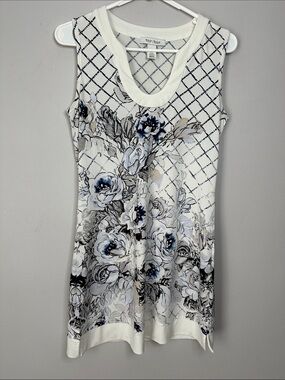 Sleeveless Floral Print Dress with Lattice Detail size XS